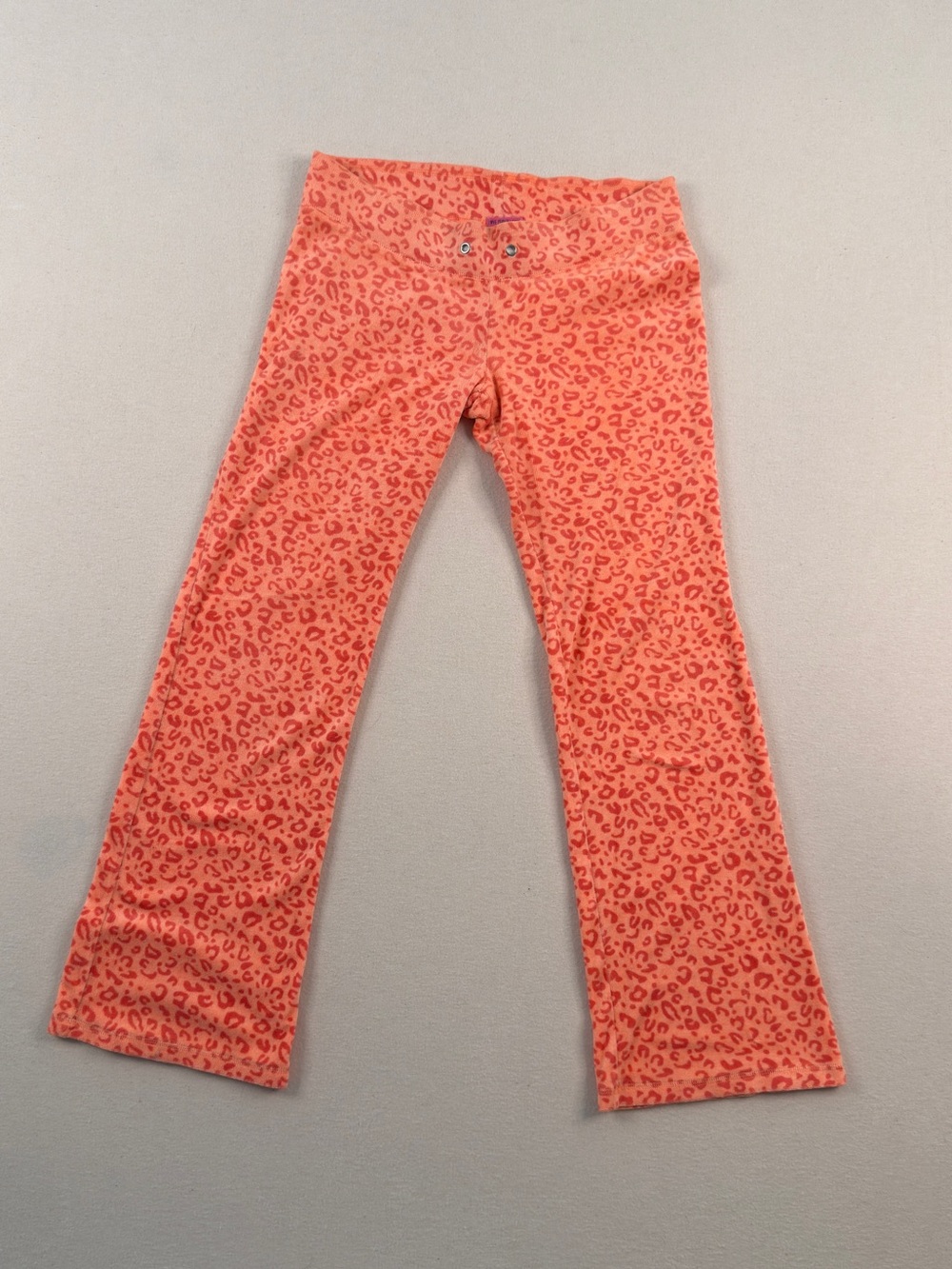 Love Peace Hope Orange Leopard Print Flare Pants Y2K Bootcut Stretch Lounge M